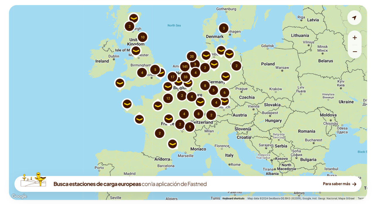 ▲▼Fastned的快充充電站在歐洲的分布圖。（圖／fastned）