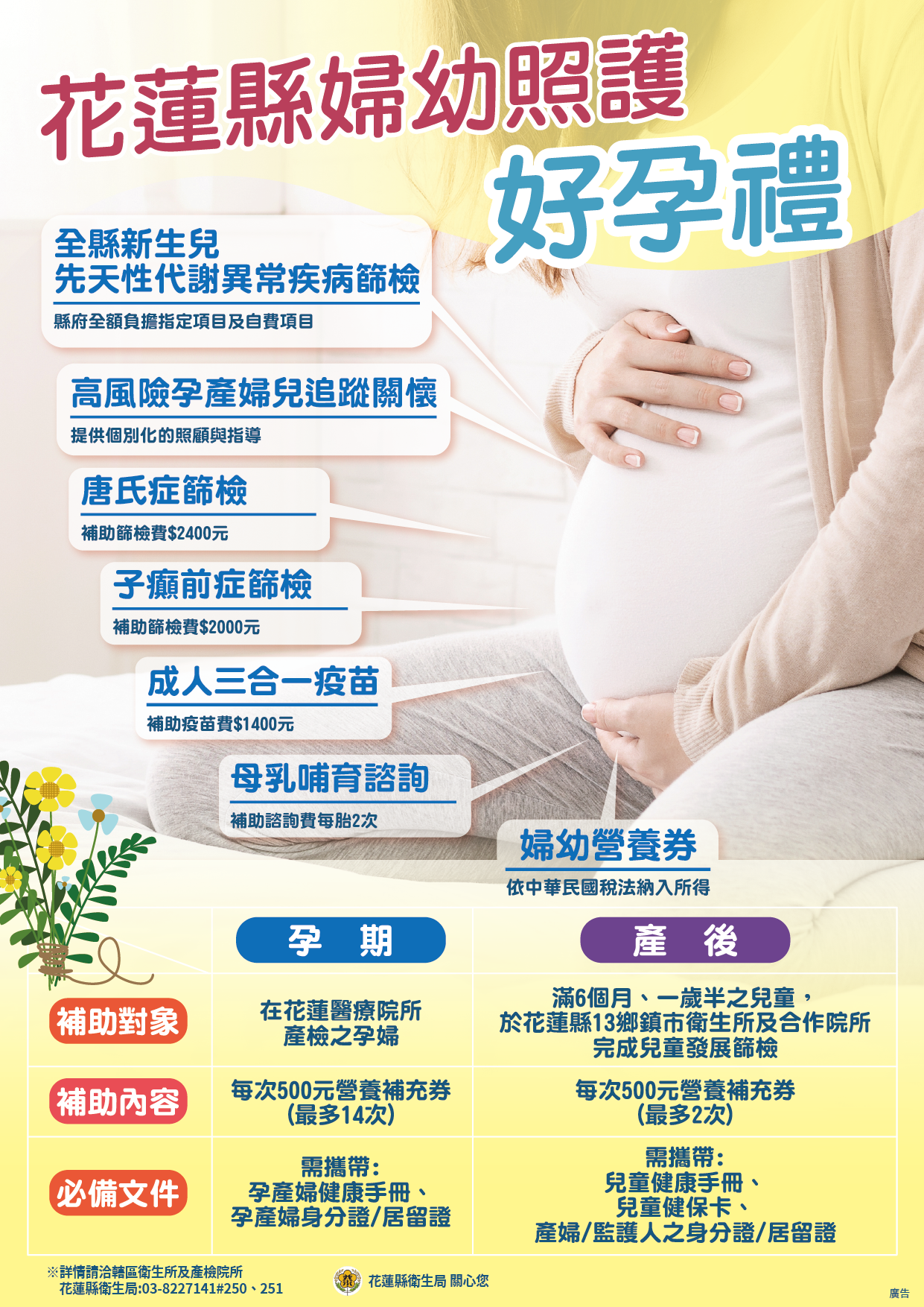 ▲▼花蓮縣關心婦女及嬰幼兒的健康，擴大婦幼照護補助計畫。（圖／花蓮衛生局提供，下同）