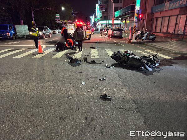 ▲49歲林姓男子酒後駕車左轉與直行機車發生車禍，造成19歲王姓機車騎士及20歲謝姓女乘客2人受傷送醫，林嫌肇事後徒步逃逸被查獲送辦。（圖／記者林東良翻攝，下同）