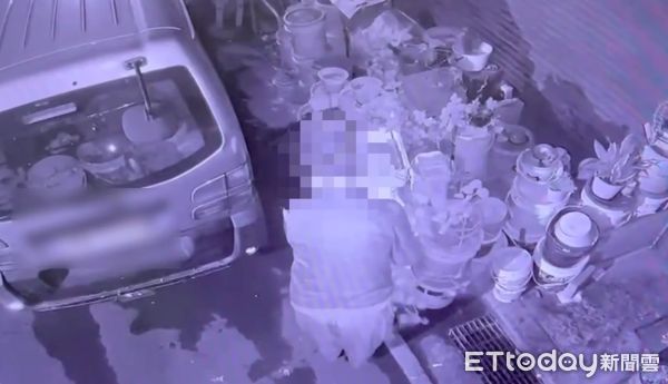 ▲▼監視器拍下朱男行竊盆栽，警方在朱男住家發現黃金葛掛在窗台，失竊的虎尾蘭盆栽             。（圖／記者陳以昇翻攝）