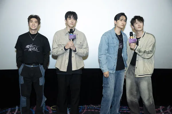 ▲《獨佔接班人》試映會，四位主演毛祁生、張家陞、徐瑋澤、朴靖恆出席。（圖／LINE TV提供）