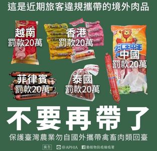 非洲豬瘟防疫3招　新北動保處籲：新春勿攜帶「疫區肉製品」入境