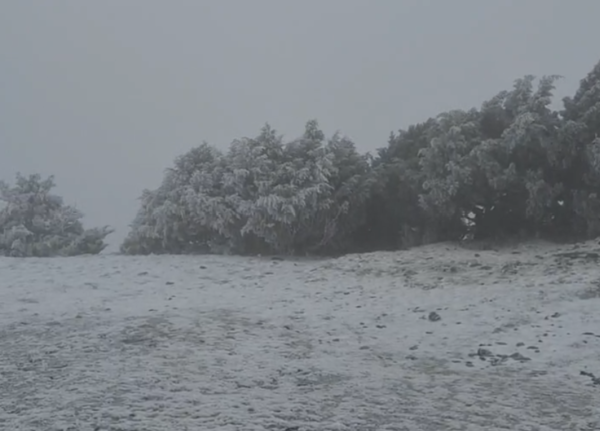 ▲▼玉山北峰降雪了。（圖／氣象署提供）