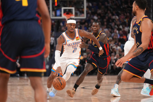 ▲勇士柯瑞、雷霆吉爾吉斯-亞歷山大。（圖／路透）