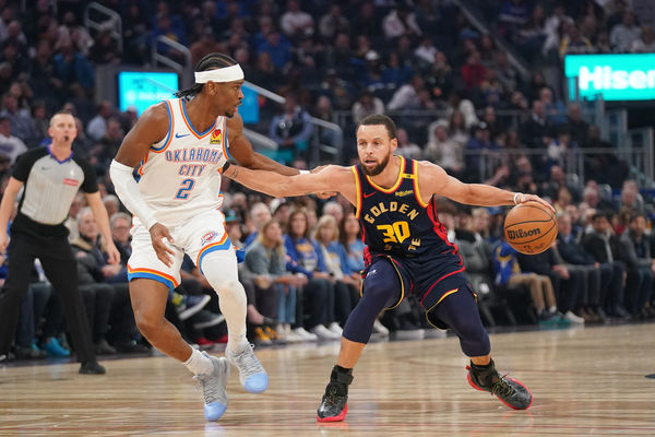 ▲勇士柯瑞、雷霆吉爾吉斯-亞歷山大。（圖／路透）