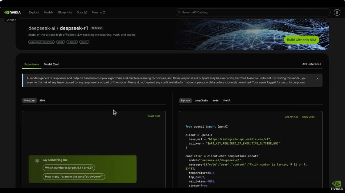 ▲▼輝達宣布DeepSeek R1可在NVIDIA NIM上使用。（圖／翻攝YouTube／NVIDIA Developer）