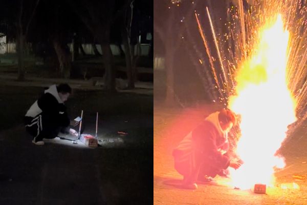 ▲▼孫生過年放煙火「突炸開直衝眼睛」驚悚畫面曝光。（圖／翻攝自Instagram／soon6669）