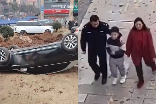 ▲▼四川屁孩往化糞池丟鞭炮遭警方上銬。（圖／翻攝自微博）