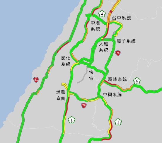 ▲▼國道下午路況。（圖／高公局即時路況）