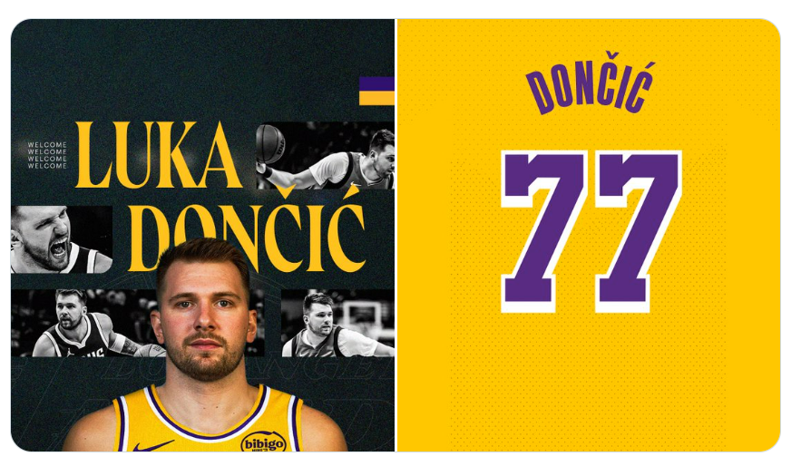 ▲▼湖人官宣唐西奇入隊，他將續披77號戰袍。（圖／翻攝自X／Los Angeles Lakers）