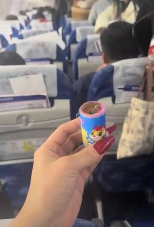 ▲▼山東航空班機上發現一節鞭炮。（圖／翻攝自微博）
