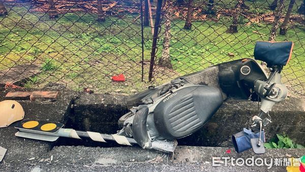 ▲屏東縣內埔鄉屏里義路段2日上午發生自小客車衝撞女騎士的交通事故           。（圖／記者陳崑福翻攝）