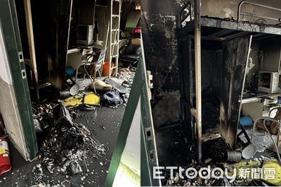 快訊/中信科大宿舍火警!21人急逃生 房間床架一片焦黑