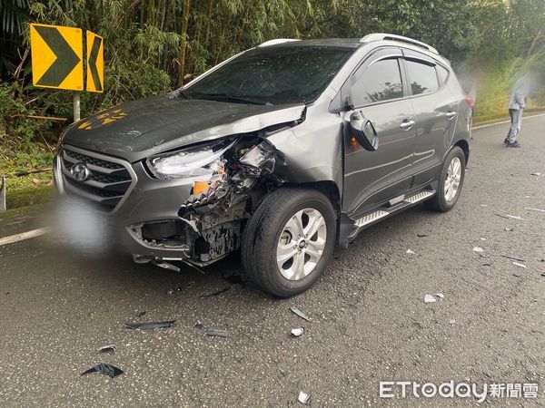 ▲台3線南庄路段2日發生重機過彎失控逆向肇事事故，幸運僅騎士輕傷。（圖／記者楊永盛翻攝）