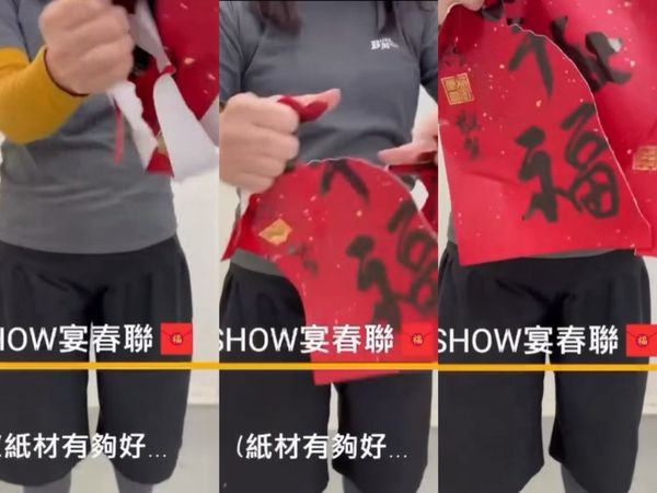 ▲網路上有青鳥拍攝撕毀台中市長盧秀燕春聯影片。（圖／鄧凱勛臉書）