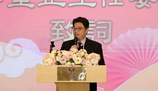 ▲▼2025大陸台商春節活動上，陸委會主委邱垂正致詞。（圖／陸委會提供）