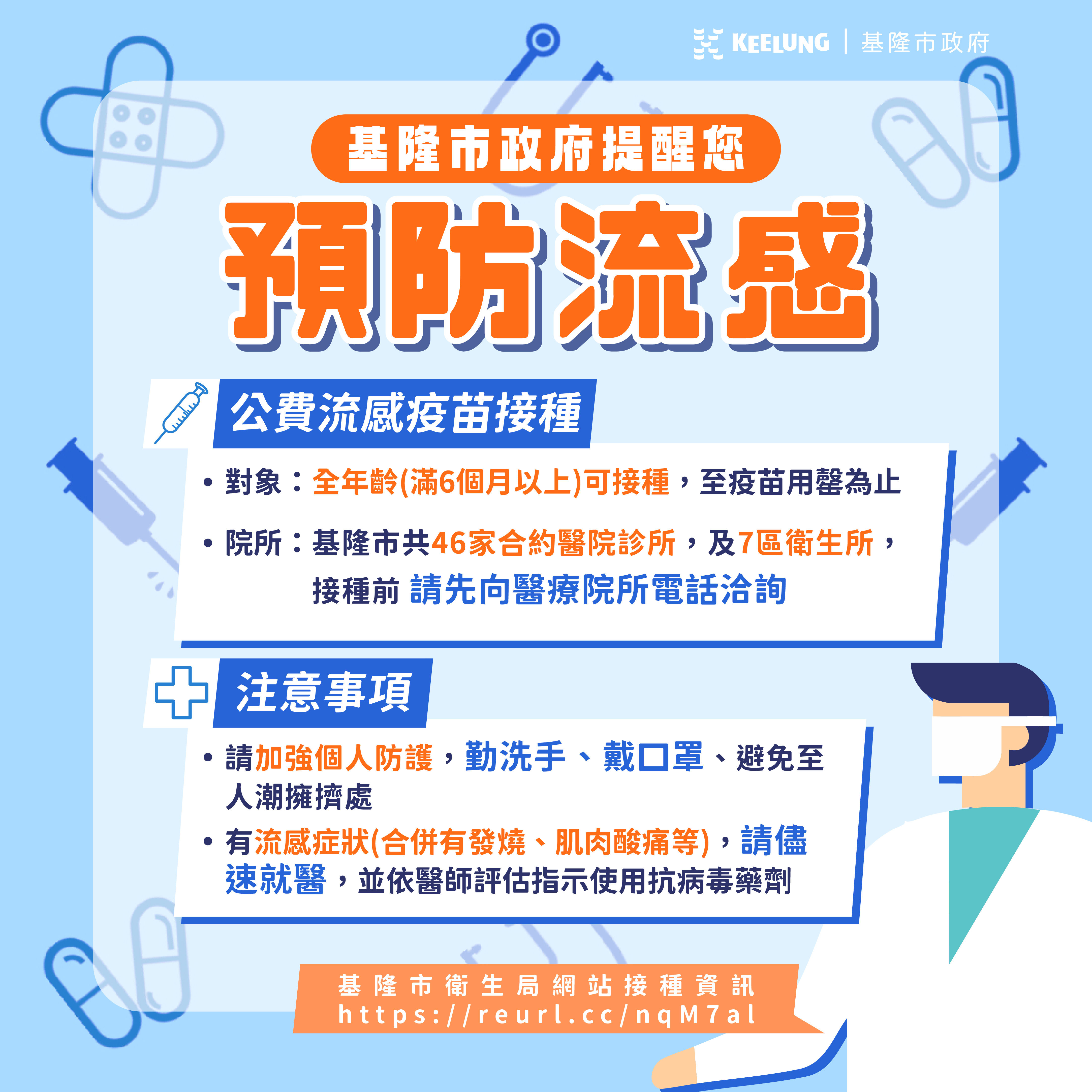 ▲搶打公費流感疫苗 基隆剩1700劑。（圖／基隆市政府提供）