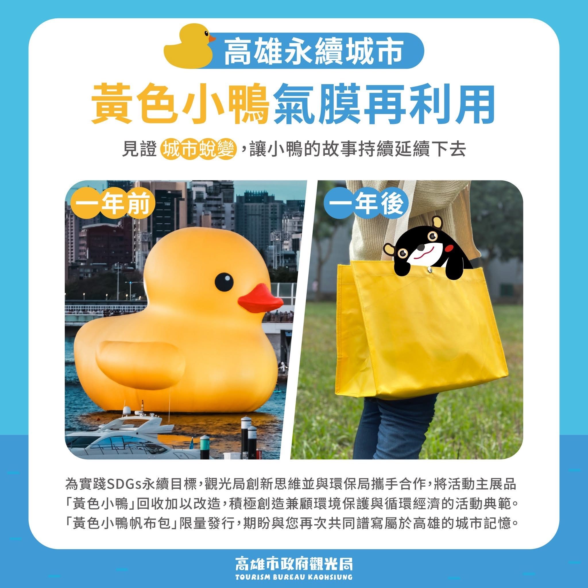 ▲▼高雄黃色小鴨去年狂吸900萬人朝聖　1年後「被宰了」做成帆布包。（圖／記者賴文萱翻攝）