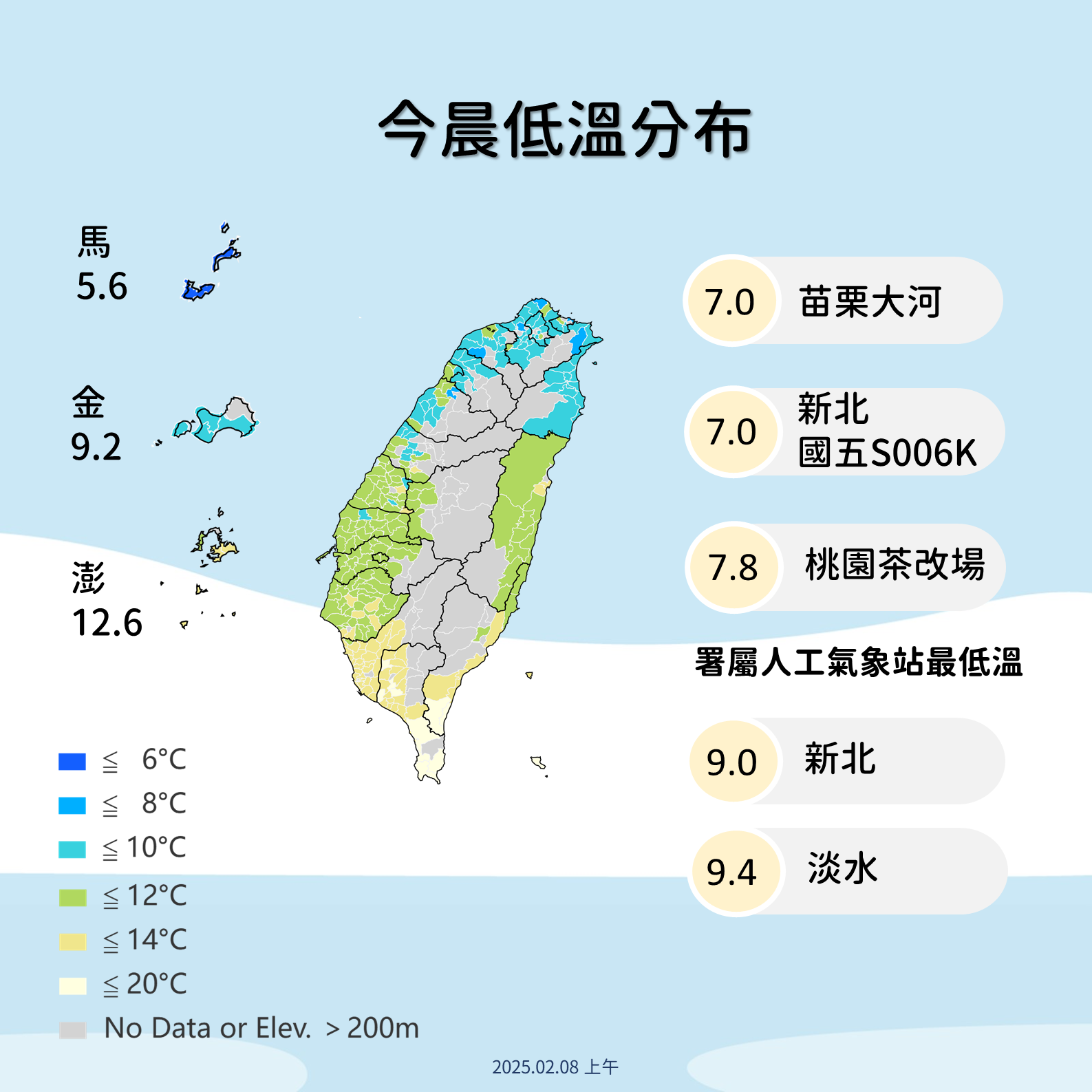 ▲▼0208上午天氣圖卡。（圖／氣象署提供）