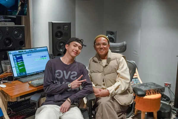 ▲金馬男配角徐詣帆與新生代男歌手沈駿，共同為主演的電影《獵人兄弟》演唱宣傳曲《害怕原諒》。（圖／高飛勝世國際娛樂提供）