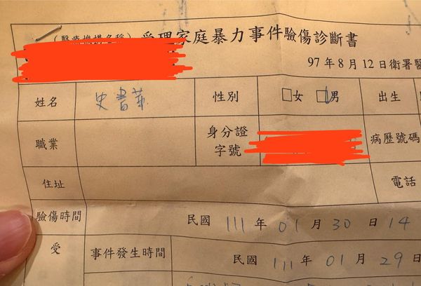 ▲▼史書華外遇PO「家暴診斷書」　青鳥力挺喊加油：一碼歸一碼。（圖／翻攝史書華醫師愛碎念）