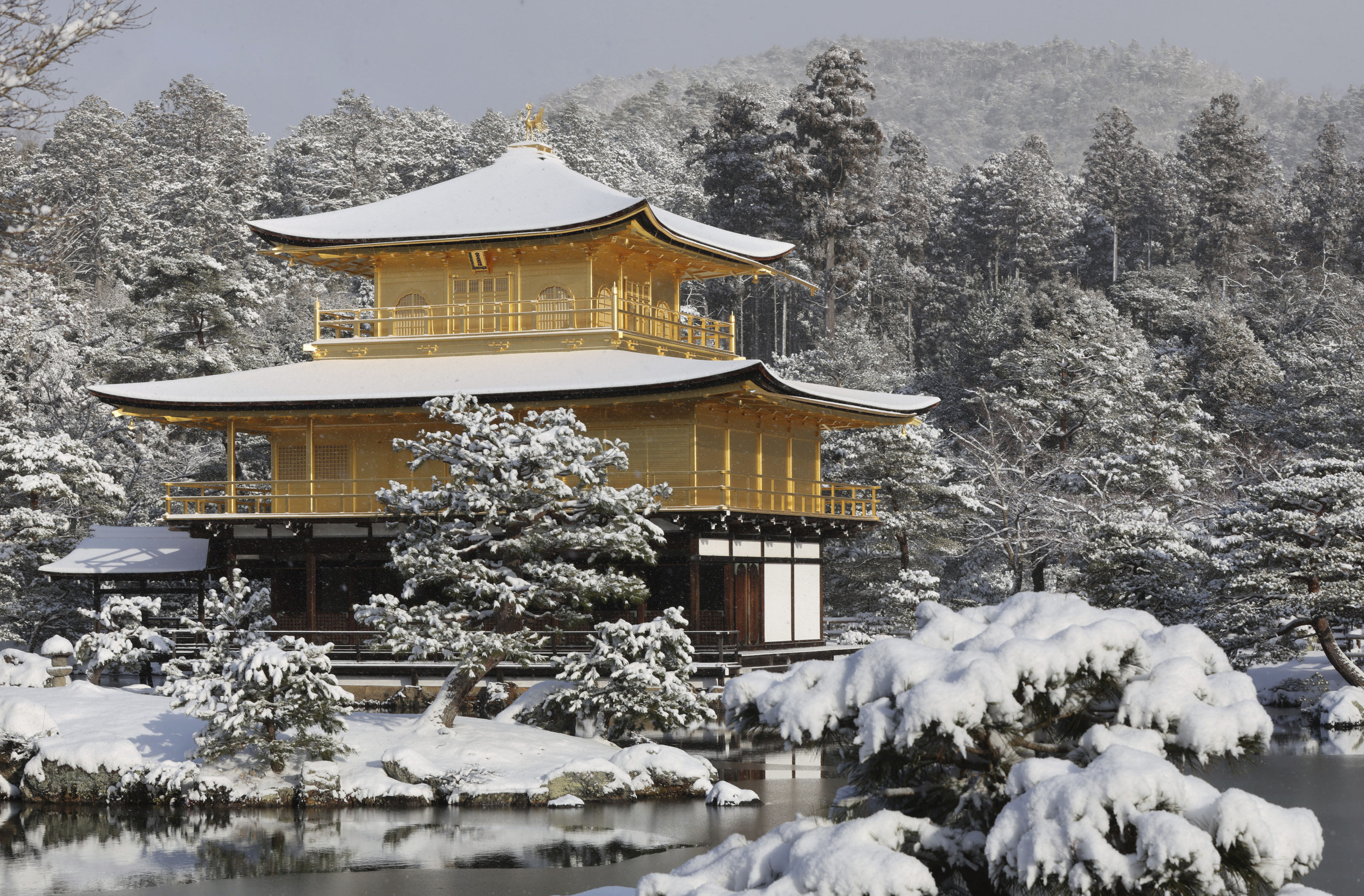▲▼日本大雪,日本下雪,金閣寺雪化妝。（圖／達志影像／美聯社）