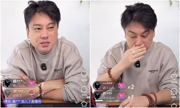 朱孝天昨直播時顯得十分浮腫憔悴，他坦言吃人血饅頭缺德。（翻攝小紅書）