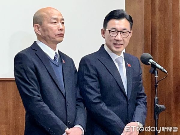 ▲▼韓國瑜、江啟臣發表談話。（圖／記者許靖騏攝）