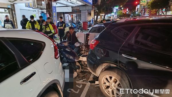 ▲▼新北市永和區車禍，19歲無照男開BMW上路追撞前車。（圖／記者陳以昇翻攝，下同）