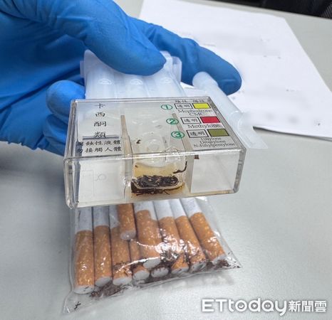 ▲▼夫妻檔販毒被警方逮捕，警方查獲10包摻有卡西酮的彩虹菸             。（圖／記者陳以昇翻攝）