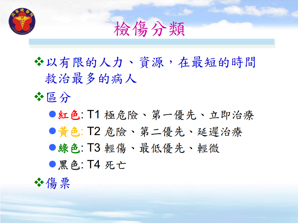 ▲▼「重大事件檢傷分類。（圖／取自三軍總醫院製作的核心課程PTT）