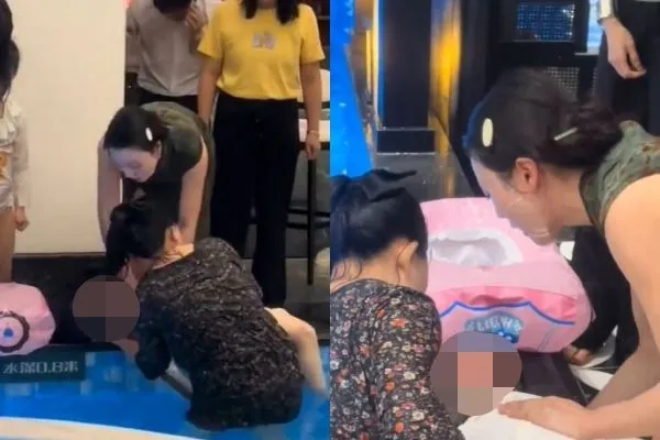 女童溺水，面膜女急救援：我也是一名母親。（圖／翻攝自微博／笑圈少女）