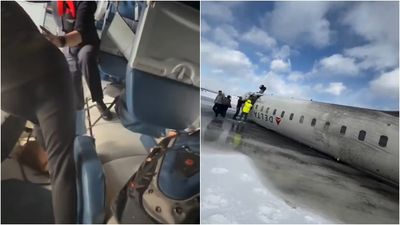 逃生第一視角！　達美航空「機身上下顛倒」重摔雪地18傷