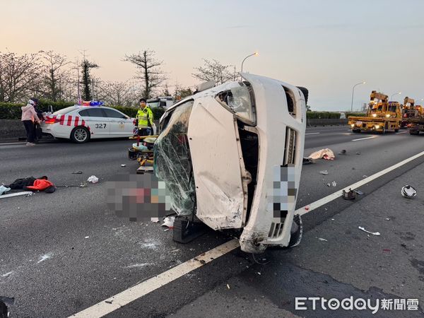 ▲快訊／國1重大車禍2男送醫亡！6車撞成一團　驚悚現場曝。（圖／記者許權毅翻攝）