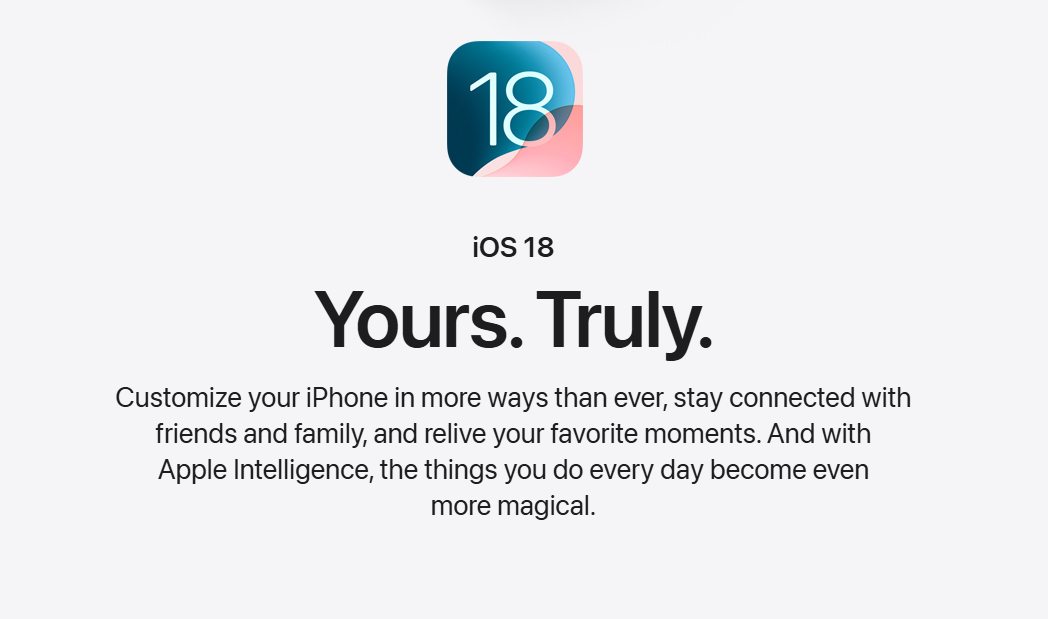 ▲▼蘋果iOS 18。（圖／翻攝自Apple官網）