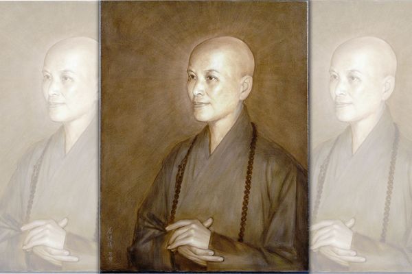 健儀教授還創作了三幅證嚴法師的肖像畫，並將其贈送給法師。（翻攝釋昭慧臉書）