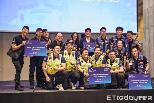 ▲亞洲緊急救護協會（AAEMS）辦理亞洲區緊急醫療救護競賽年度賽事，在歷經初賽的13支隊伍競技下，決賽由台南市消防局代表隊摘銅。（圖／記者林東良翻攝，下同）