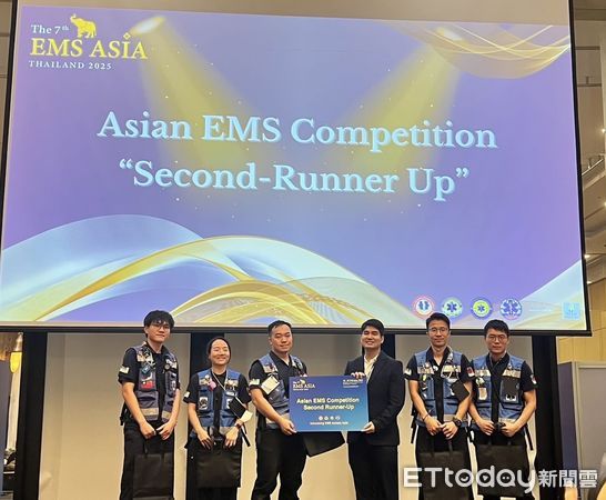 ▲亞洲緊急救護協會（AAEMS）辦理亞洲區緊急醫療救護競賽年度賽事，在歷經初賽的13支隊伍競技下，決賽由台南市消防局代表隊摘銅。（圖／記者林東良翻攝，下同）