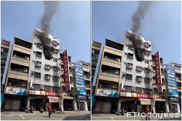 ▲台南民宅火警，1女嗆傷、1男頂樓獲救。（圖／記者林東良翻攝）