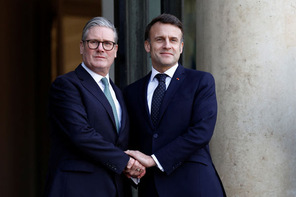 ▲▼  法國總統馬克宏（Emmanuel Macron）、英國首相施凱爾（Keir Starmer）。（圖／路透）