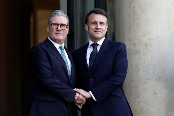 ▲▼  法國總統馬克宏（Emmanuel Macron）、英國首相施凱爾（Keir Starmer）。（圖／路透）