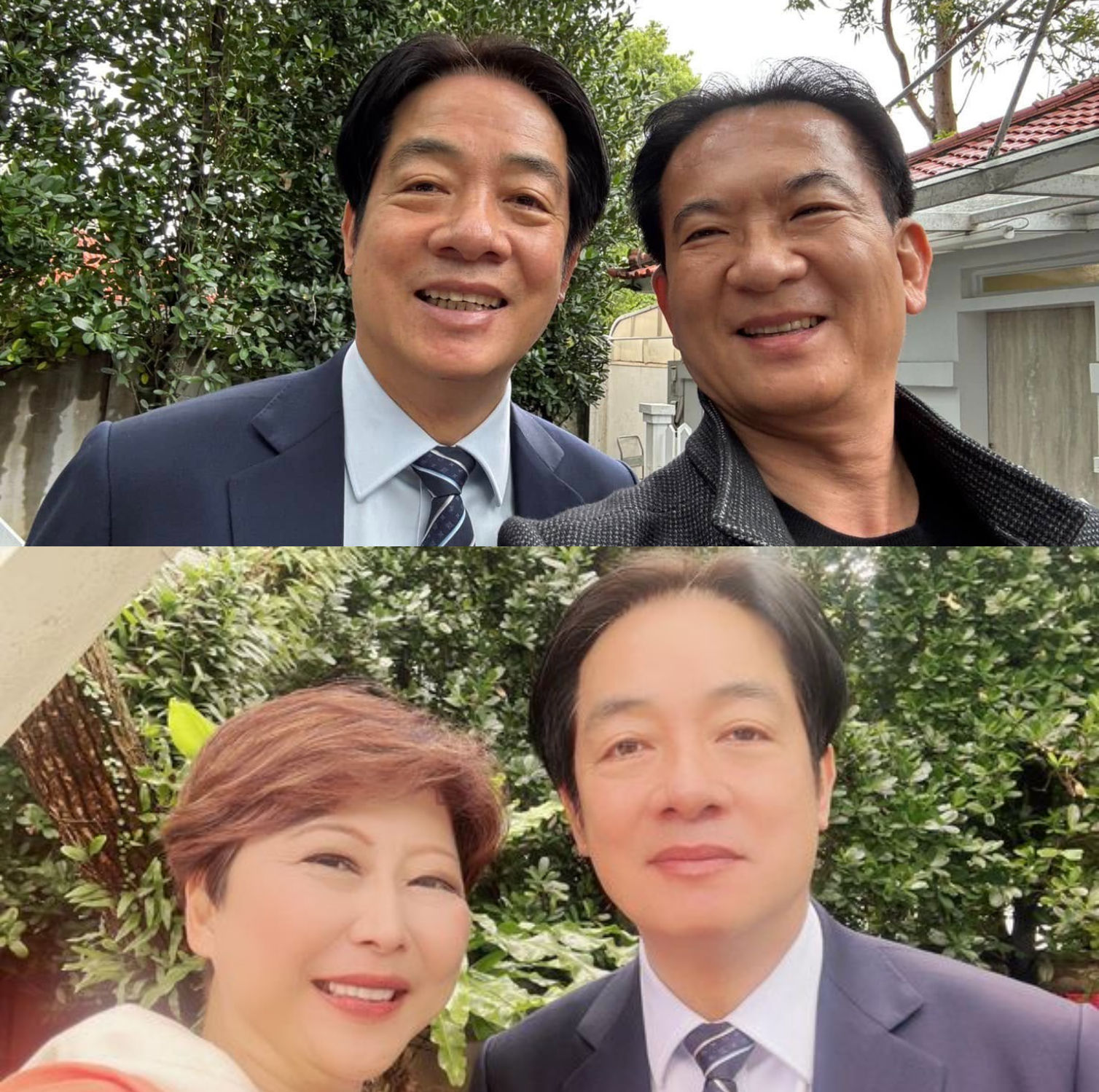 ▲▼總統賴清德與綠委林俊憲、陳亭妃合照對比。（圖／翻攝自Facebook／林俊憲、陳亭妃）