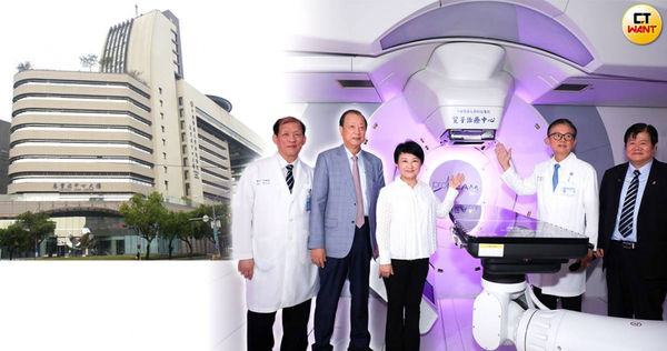 中國醫藥大學附設醫院肯花錢添購最新設備，去年斥資近50億元打造中部首座「質子治療中心」。台中市長盧秀燕（左三）、中國醫藥大學董事長蔡長海（左二）、中醫大附醫院長周德陽（左一）。（圖／合成圖）