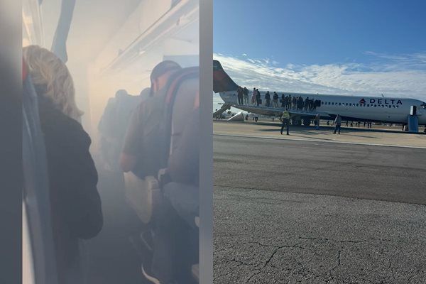 ▲▼達美航空一架班機24日起飛後，因艙內出現煙霧而緊急返航。（圖／翻攝自X）