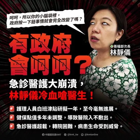 ▲國民黨指出，面對台灣醫療體系的危機急診醫護的怒吼不該被忽視，人民的生命安全不該成為冷血官僚的犧牲品。（圖／國民黨提供）