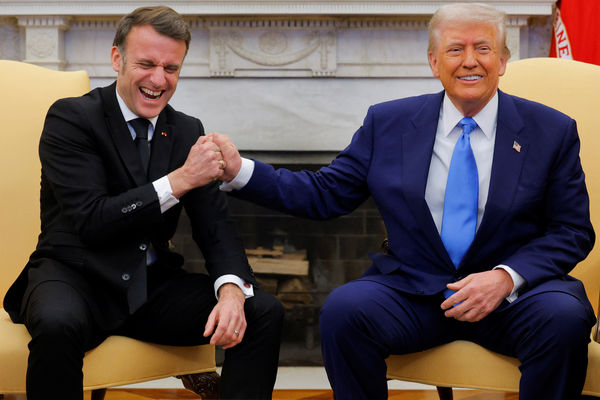 ▲▼2025年2月24日，美國總統川普（Donald Trump）在白宮，與法國總統馬克宏（Emmanuel Macron）會面。（圖／路透）