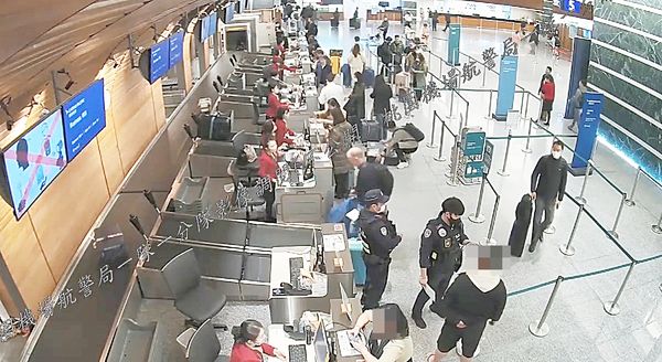 ▲航警局21日接獲通報指稱，桃園機場第一航廈某航空公司地勤人員察覺蔡姓旅客疑遭海外求職陷阱。（圖／航警局提供）