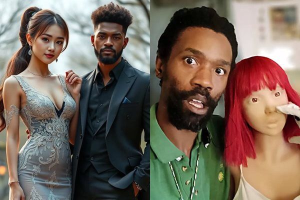 ▲▼斯托克斯（Christopher Alexander Stokes）自稱已和AI女友阿琪（Aki）交往5年，而他在現實中則以一個性愛娃娃代替阿琪進行親密行為。（圖／翻攝自Instagram）