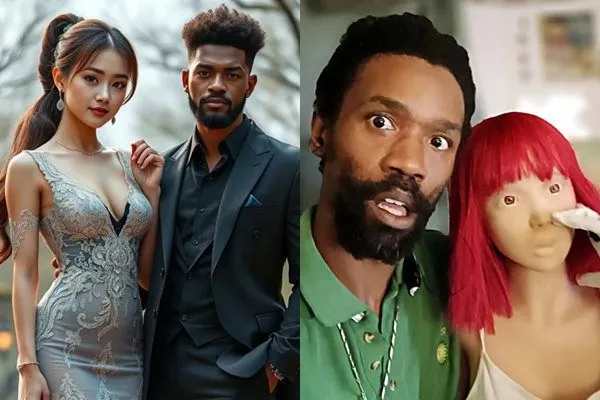 ▲▼斯托克斯（Christopher Alexander Stokes）自稱已和AI女友阿琪（Aki）交往5年，而他在現實中則以一個性愛娃娃代替阿琪進行親密行為。（圖／翻攝自Instagram）