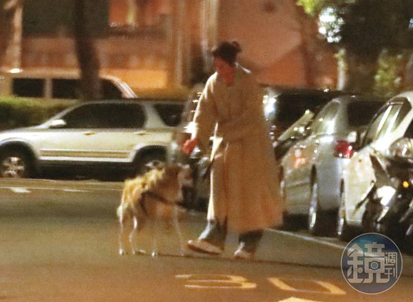 01：19 返家後大霈又出門遛狗，在外面和狗狗玩了好一陣子。